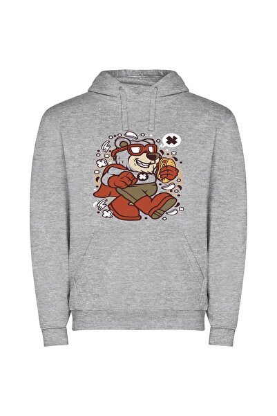 iLovePrints Furry Mascots & Portraits Φούτερ με κουκούλα σε χρώμα Γκρι