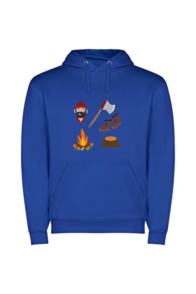 iLovePrints Bearded Lumberjack - SVG Φούτερ με κουκούλα σε χρώμα Μπλε