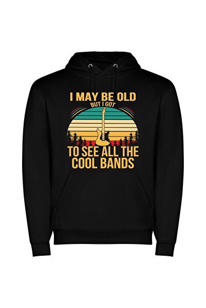 iLovePrints Cool Bands: Timeless Memories Φούτερ με κουκούλα σε χρώμα Μαύρο