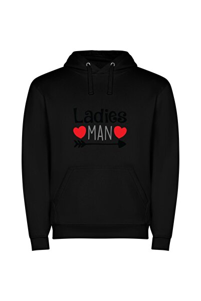 iLovePrints Heartstruck Love Connection Φούτερ με κουκούλα σε χρώμα Μαύρο