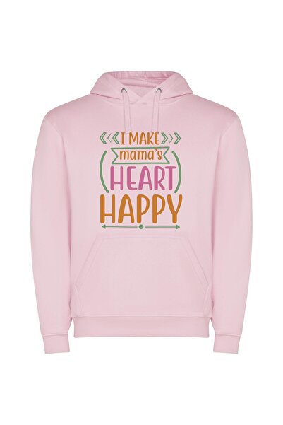 iLovePrints Mama's Blissful Heart Φούτερ με κουκούλα σε χρώμα Ροζ