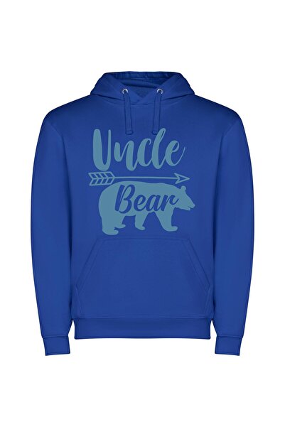 iLovePrints Uncle Bear's Masterpiece Φούτερ με κουκούλα σε χρώμα Μπλε