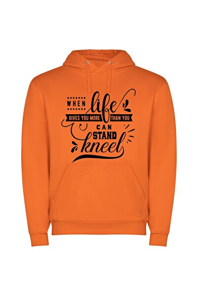 iLovePrints Kneel, Embrace True Life Φούτερ με κουκούλα σε χρώμα Πορτοκαλί