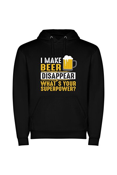 iLovePrints Disappearing Beer Superpowers Φούτερ με κουκούλα σε χρώμα Μαύρο