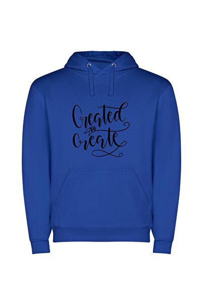 iLovePrints Create Inspire Conquer Φούτερ με κουκούλα σε χρώμα Μπλε