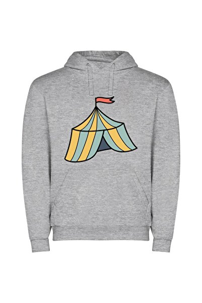 iLovePrints Flag-adorned Circus Extravaganza Φούτερ με κουκούλα σε χρώμα Γκρι