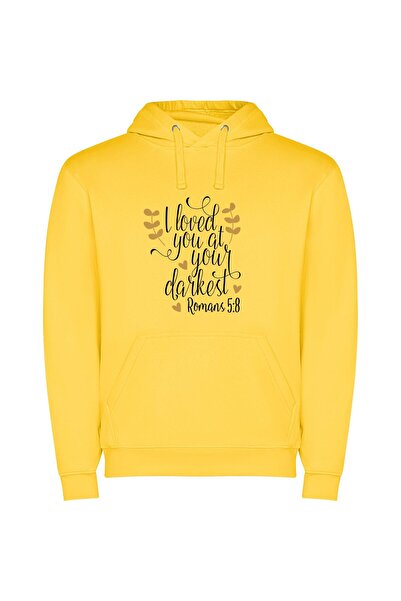 iLovePrints Golden Hearts, Sacred Words Φούτερ με κουκούλα σε χρώμα Κίτρινο