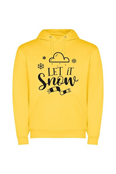 iLovePrints Snowfall Serenity Φούτερ με κουκούλα σε χρώμα Κίτρινο