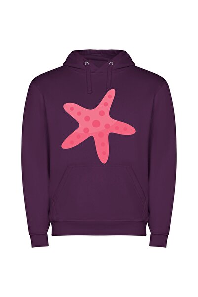 iLovePrints Iconic Pink Starfish Pose Φούτερ με κουκούλα σε χρώμα Μωβ