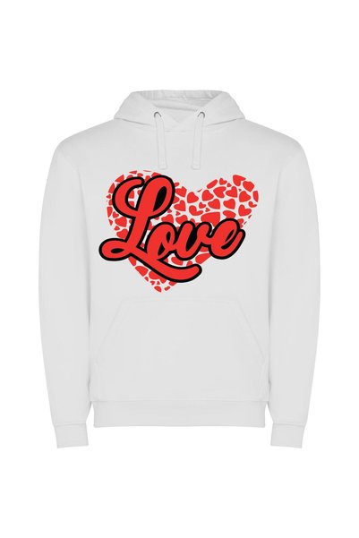 iLovePrints Sacred Love, Eternal Flame Φούτερ με κουκούλα σε χρώμα Λευκό