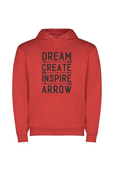 iLovePrints Dream Create Inspire Arrows Φούτερ με κουκούλα σε χρώμα Κόκκινο