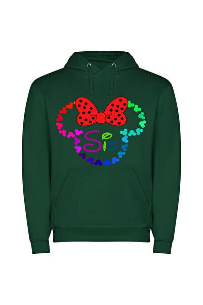 iLovePrints Sis in Disney Style Φούτερ με κουκούλα σε χρώμα Πράσινο