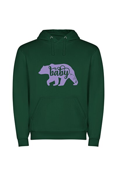 iLovePrints Purple Baby Bear Elegance Φούτερ με κουκούλα σε χρώμα Πράσινο