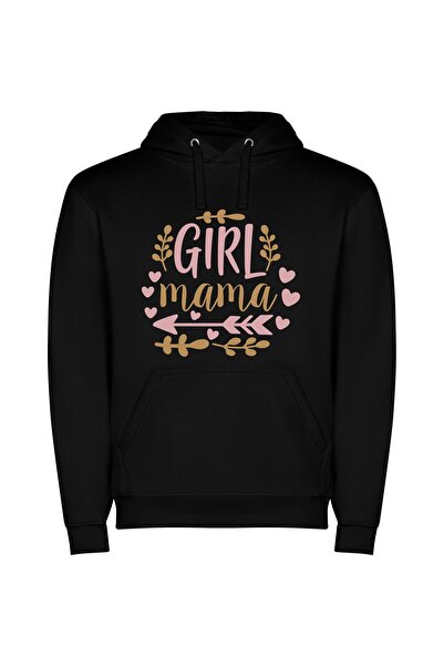 iLovePrints Heartfelt Girl Mama Art Φούτερ με κουκούλα σε χρώμα Μαύρο