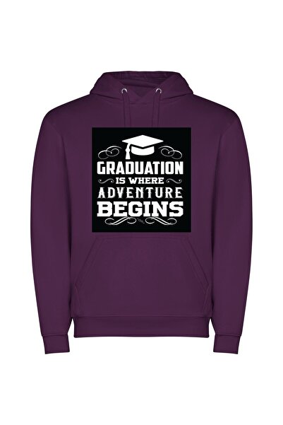 iLovePrints Adventure: Graduation Commences Φούτερ με κουκούλα σε χρώμα Μωβ