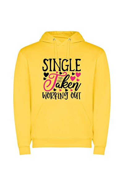 iLovePrints Single Fitness Line Formation Φούτερ με κουκούλα σε χρώμα Κίτρινο