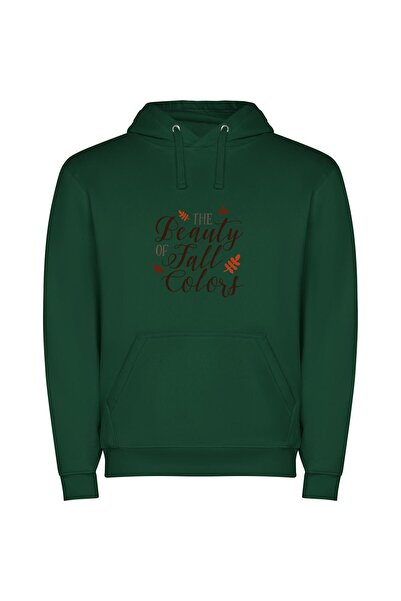 iLovePrints Colorful Fall Splendor Φούτερ με κουκούλα σε χρώμα Πράσινο