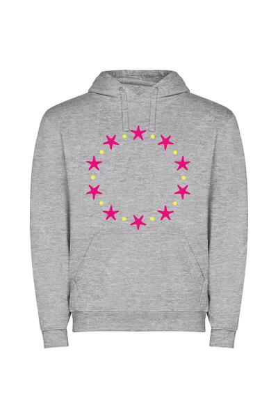 iLovePrints Stellar Union Emblem Φούτερ με κουκούλα σε χρώμα Γκρι