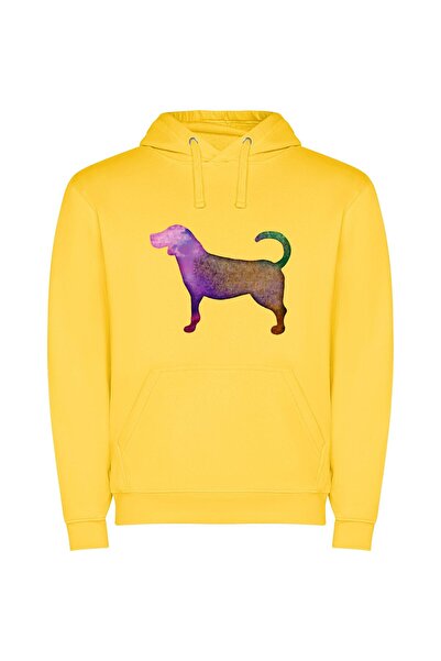 iLovePrints Holo-Dog: Stylish Canine Art Φούτερ με κουκούλα σε χρώμα Κίτρινο