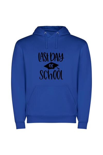 iLovePrints Vintage Farewell: School's End Φούτερ με κουκούλα σε χρώμα Μπλε