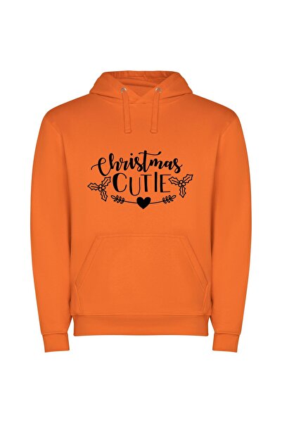 iLovePrints Holly Heart's Holiday Cutie Φούτερ με κουκούλα σε χρώμα Πορτοκαλί