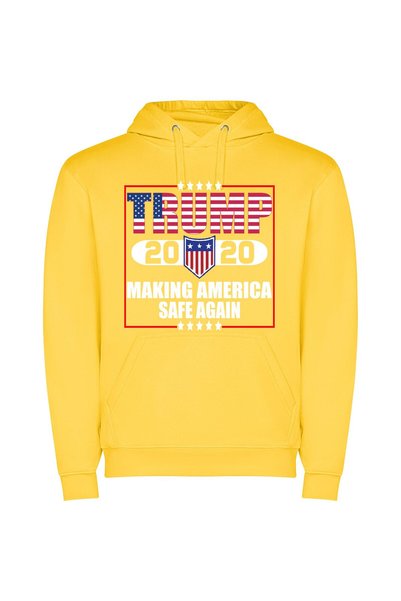iLovePrints Trump's Patriotic Emblem: MAGA Φούτερ με κουκούλα σε χρώμα Κίτρινο