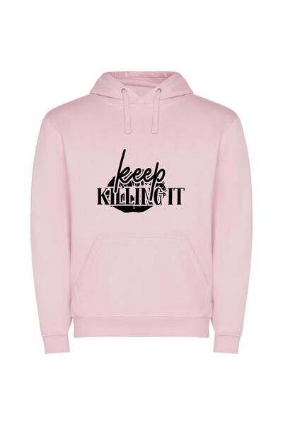 iLovePrints Elegant Monochrome Music Branding Φούτερ με κουκούλα σε χρώμα Ροζ