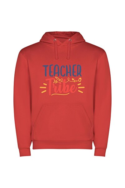 iLovePrints YumTribes: Old School Teacher Φούτερ με κουκούλα σε χρώμα Κόκκινο
