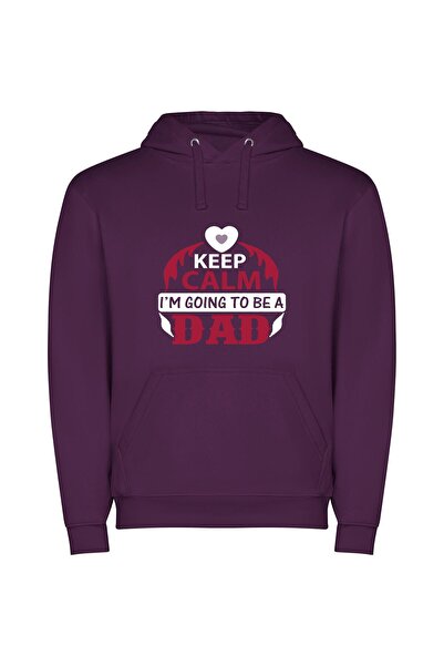 iLovePrints Expectant Dad: Calm & Cool Φούτερ με κουκούλα σε χρώμα Μωβ
