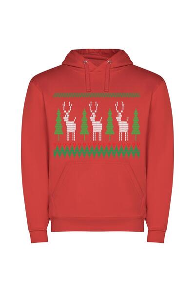iLovePrints Ugly Chic Christmas Sweater Φούτερ με κουκούλα σε χρώμα Κόκκινο