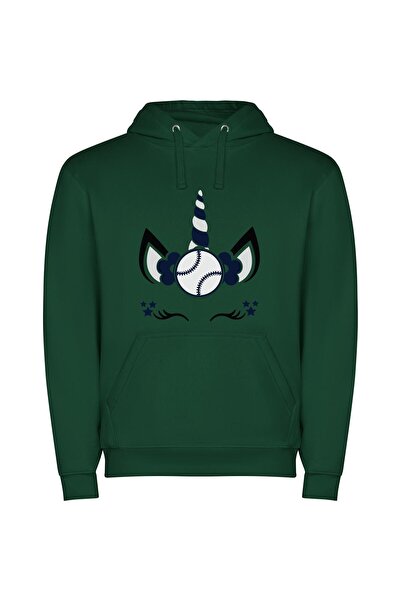 iLovePrints Fantasy Horned Sports Star Φούτερ με κουκούλα σε χρώμα Πράσινο