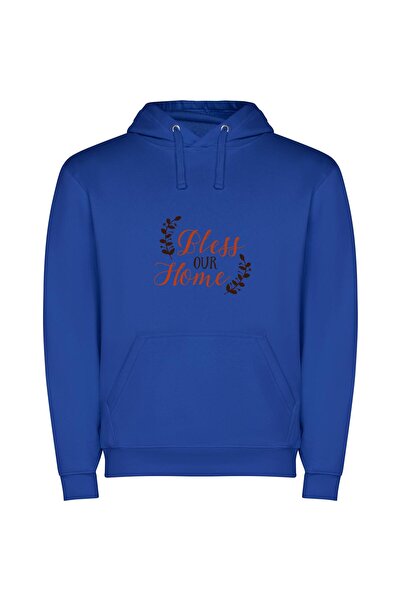 iLovePrints Blessed Home, Elegant Bliss Φούτερ με κουκούλα σε χρώμα Μπλε
