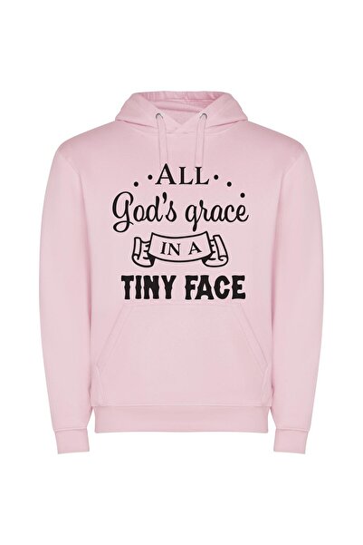 iLovePrints Divine Grace Depicted Perfectly Φούτερ με κουκούλα σε χρώμα Ροζ