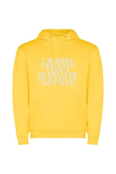 iLovePrints Colorful Chameleon Confusion Φούτερ με κουκούλα σε χρώμα Κίτρινο