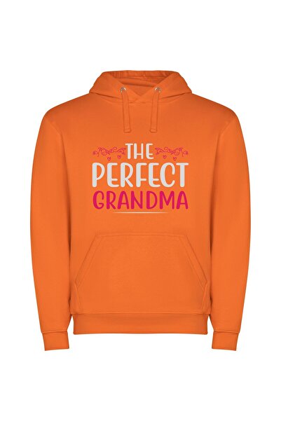iLovePrints Perfect Pink Grandma Design Φούτερ με κουκούλα σε χρώμα Πορτοκαλί