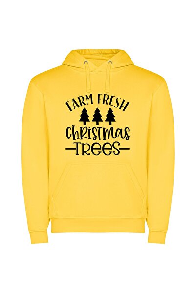 iLovePrints Evergreen Elegance: Fresh Fir Φούτερ με κουκούλα σε χρώμα Κίτρινο