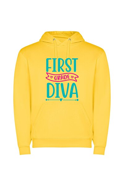iLovePrints Glamorous Future First Diva Φούτερ με κουκούλα σε χρώμα Κίτρινο