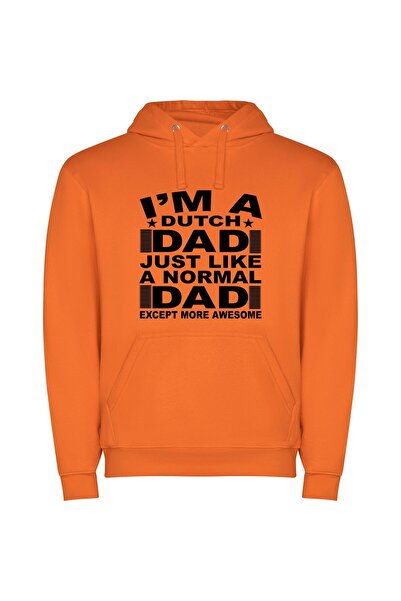 iLovePrints Dutch Awesome Dad Chronicles Φούτερ με κουκούλα σε χρώμα Πορτοκαλί