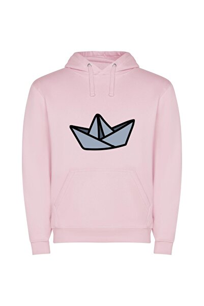 iLovePrints Elegant Origami Yacht Φούτερ με κουκούλα σε χρώμα Ροζ
