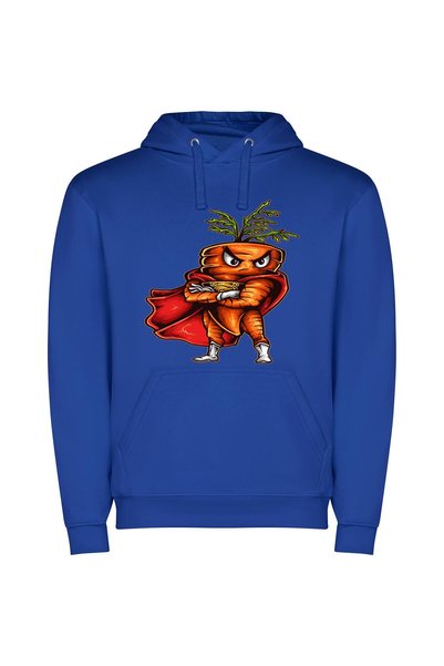 iLovePrints Incredible Veggie Heroes Φούτερ με κουκούλα σε χρώμα Μπλε