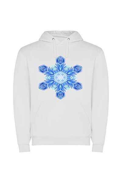 iLovePrints Frozen Fractal Elegance Φούτερ με κουκούλα σε χρώμα Λευκό