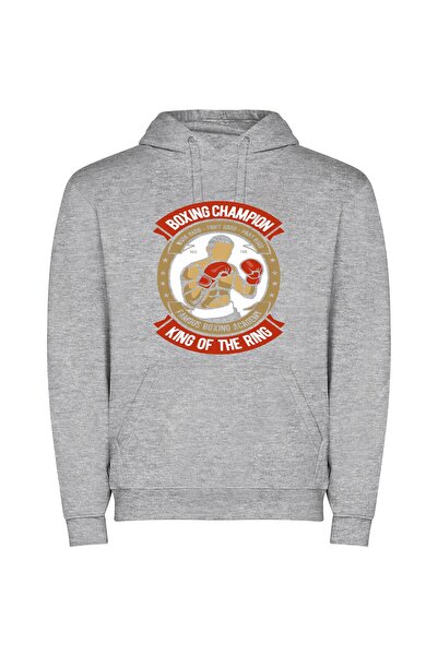 iLovePrints The Boxing Emporium Φούτερ με κουκούλα σε χρώμα Γκρι