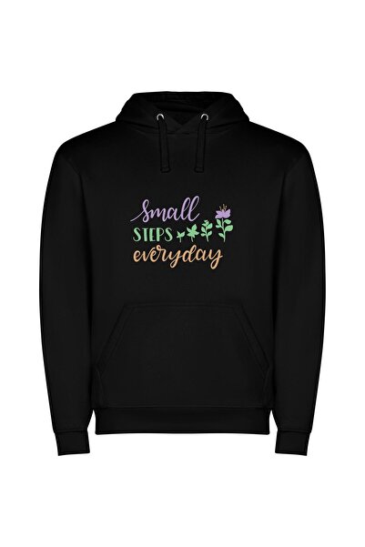 iLovePrints Delicate Daily Progress Φούτερ με κουκούλα σε χρώμα Μαύρο