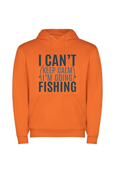 iLovePrints Fishing Blissful Escape: Yah! Φούτερ με κουκούλα σε χρώμα Πορτοκαλί