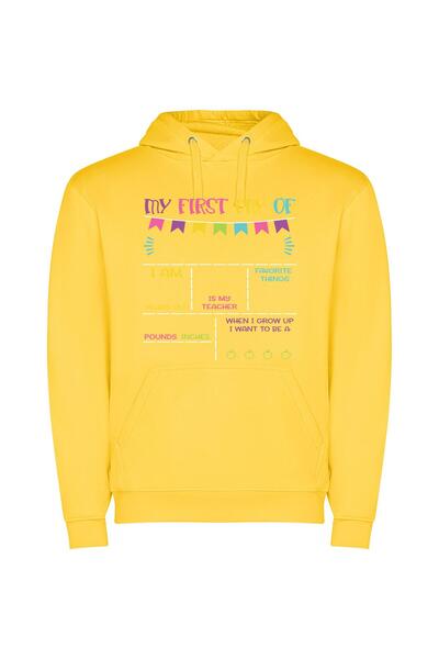 iLovePrints Eager Dreamer: Classroom Odyssey Φούτερ με κουκούλα σε χρώμα Κίτρινο