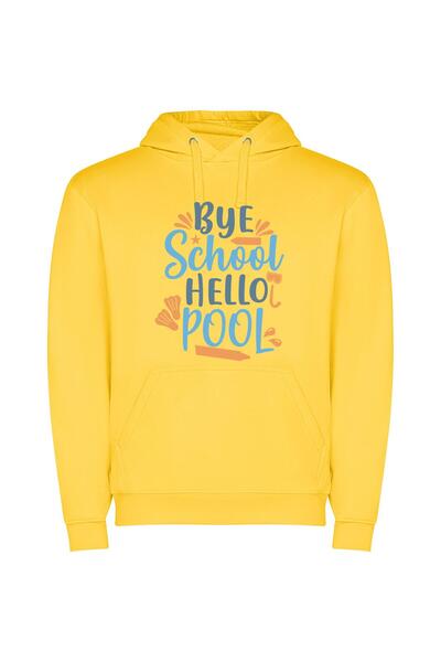 iLovePrints School's Out, Pool's In Φούτερ με κουκούλα σε χρώμα Κίτρινο