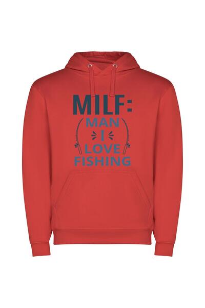 iLovePrints Fishing Mania: MILF Adventure Φούτερ με κουκούλα σε χρώμα Κόκκινο