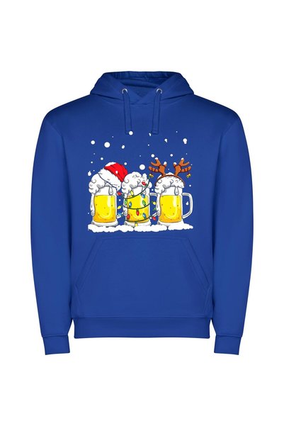 iLovePrints Merry Brews: Festive Flavors Φούτερ με κουκούλα σε χρώμα Μπλε