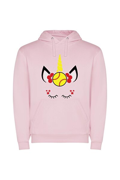 iLovePrints Horned Baseball Hero Φούτερ με κουκούλα σε χρώμα Ροζ