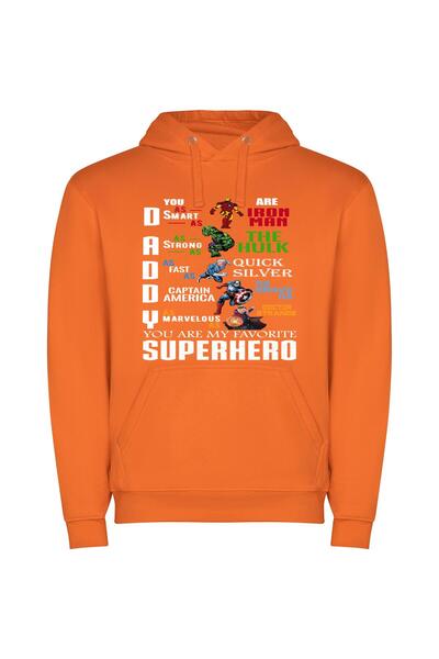 iLovePrints Heroic Fusion: Marvel Style Φούτερ με κουκούλα σε χρώμα Πορτοκαλί